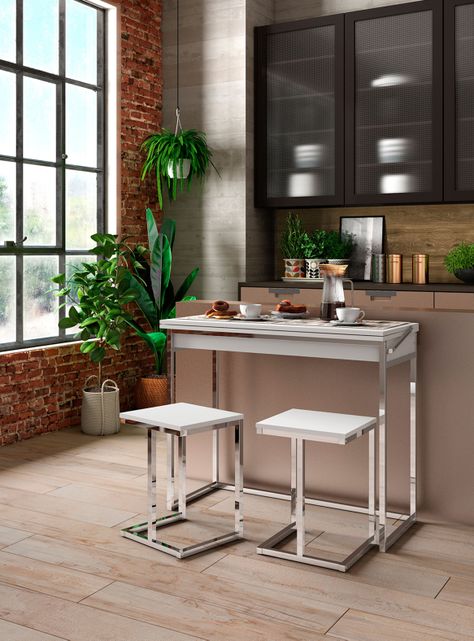 Mesa Extensible + 2 Taburetes Home Design-2