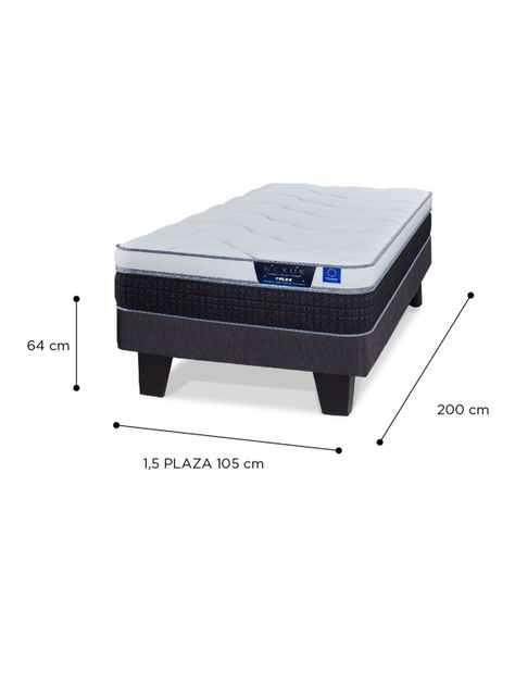 Cama Europea Nexus 1.5 Plazas Box  + Respaldo Tubular Beige-1
