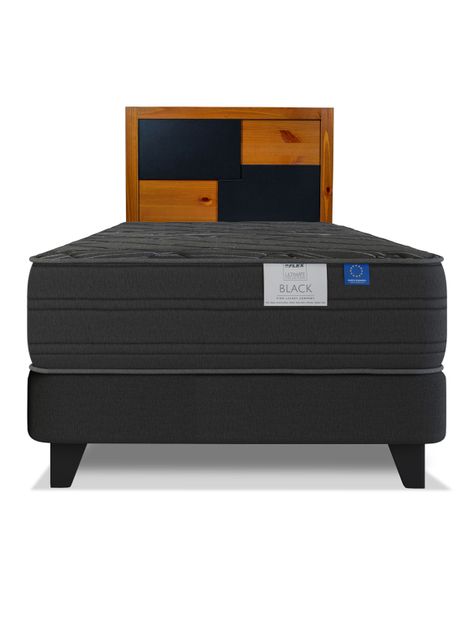 Cama Europea Black 1.5 Plazas Box + Respaldo Colonia-2