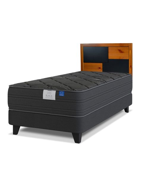 Cama Europea Black 1.5 Plazas Box + Respaldo Colonia-0