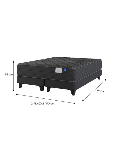 Cama Europea Black 2 Plazas Box Base Dividida + Respaldo Colonia-1