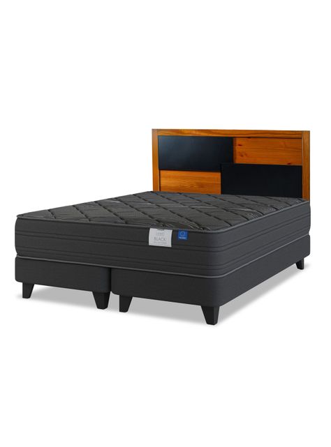 Cama Europea Black 2 Plazas Box Base Dividida + Respaldo Colonia-0