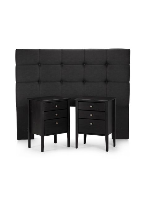 Set Muebles Dormitorio Issey: Respaldo King + Veladores Gráfito-1