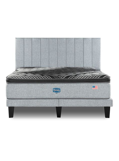 Cama Europea Sky 2 Plazas + Respaldo Tibet Plata-2