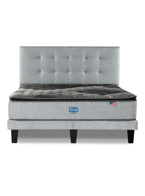 Cama Europea Sky 2 Plazas + Respaldo Tignes Plata-2