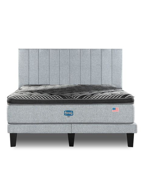 Cama Europea Sky King + Respaldo Tibet Plata-2