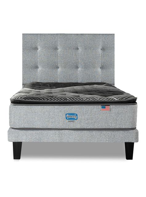 Cama Europea Sunset 1.5 Plazas + Respaldo Tignes Plata-2
