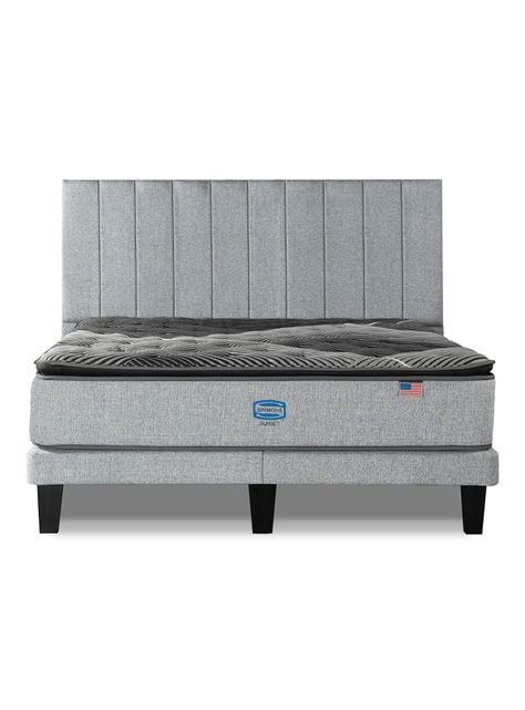 Cama Europea Sunset 2 Plazas + Respaldo Tibet Plata-2