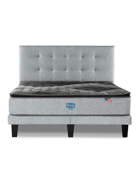 Cama Europea Sunset 2 Plazas + Respaldo Tignes Plata-1