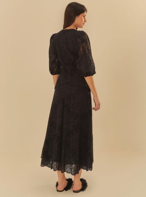 Vestido Broderie con Manga Abullonada y Aperturas-1
