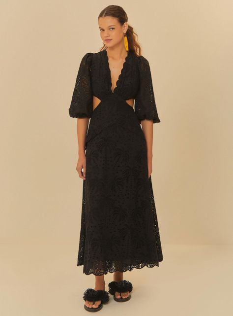 Vestido Broderie con Manga Abullonada y Aperturas-0
