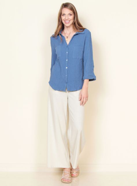 Blusa Manga Larga Ajustable Cuello Camisero-3
