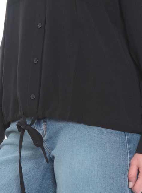 Blusa Manga Larga Sólida con Cintura Ajustable-2