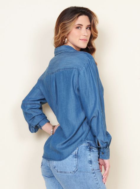 Blusa Manga Larga Lyocell Abotonado Delantero-1
