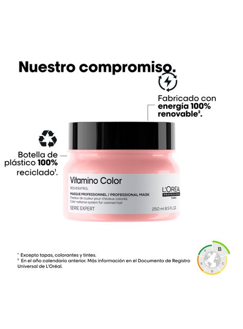 Set Profesional Cuidado del Color Shampoo 500ml  + Máscara con Enjuague 250ml Vitamino Color L´Oréal Professionnel-2