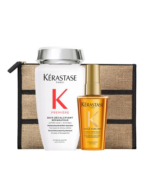 Set Reparación cabello Premiere Shampoo Bain Décalcifiant Réparateur 250ml + Aceite LHuile Originale Elixir Ultime 50ml Kérastase-0