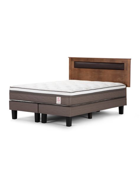Cama Europea New Style 6 2 Plazas Long Base Dividida + Respaldo Ferrara-0