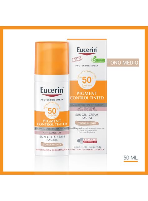 Eucerin Sun Pigment Control Tinted Facial Tono Medio Protector Solar FPS50+ 50ml-1