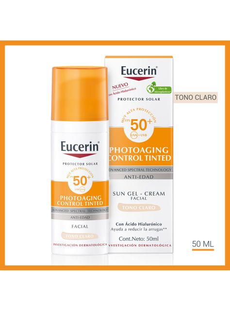 Eucerin Sun Photoaging Control Tinted Facial Tono Claro Protector Solar FPS50+ 50 ml-1