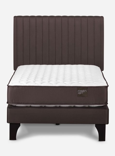 Cama Europea Ergo T New 1.5 Plazas + Repaldo Lucio Chocolate-1