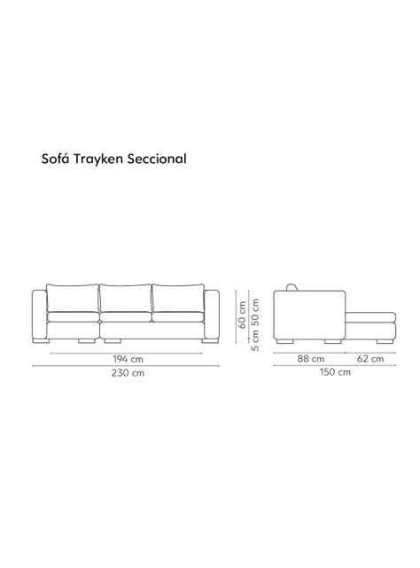 Sofá Seccional Trayken Izquierdo Tela 3 Cuerpos-1