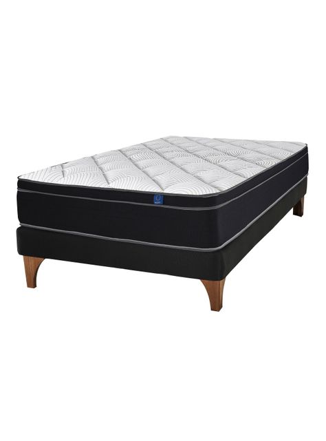 Cama Europea Negra Nine 1.5 Plazas-0