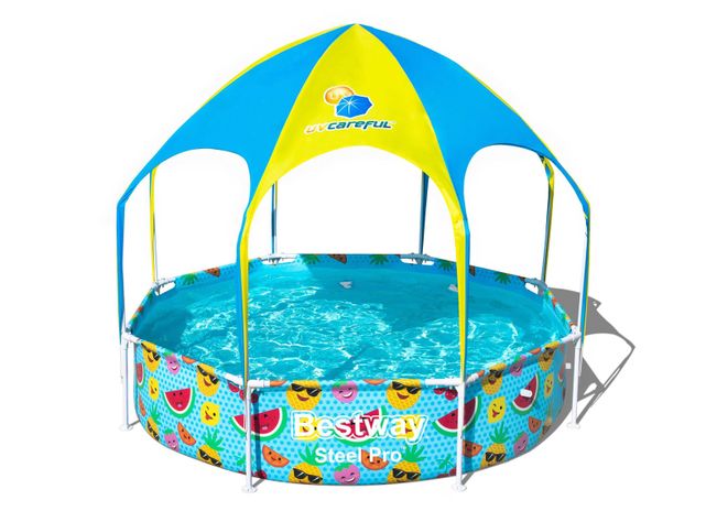 Piscina con Toldo Diseño de Colores-0