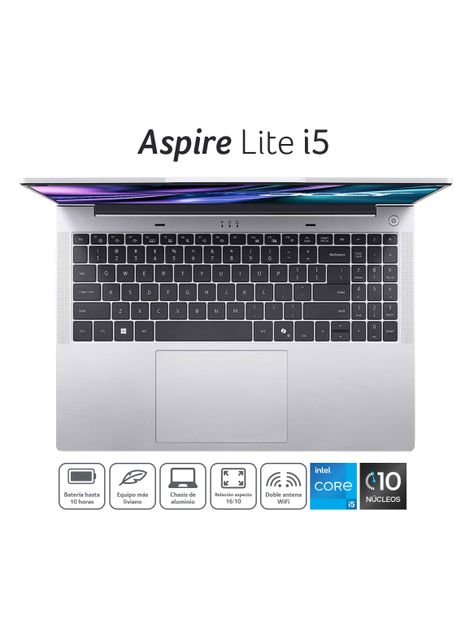 Notebook Aspire Lite AL16-52P-589Y-1 Intel Core i5 10 Núcleos 16GB RAM 512GB SSD 16" WUXGA-2
