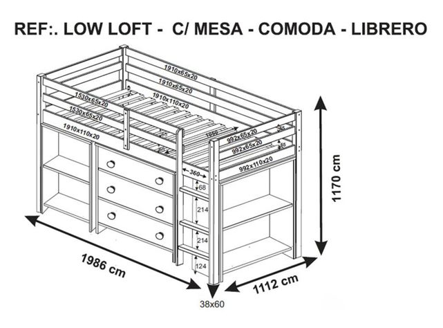 Camarote Multifuncional Studio 1.5 Plazas Blanco-1