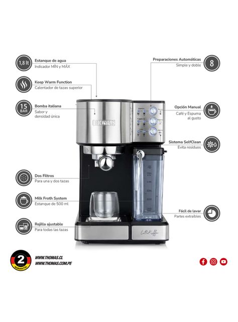 Cafetera Espresso LateKaffee TH-160DELI-3