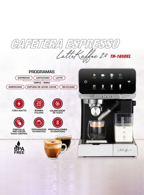 Cafetera Espresso LateKaffee 20 TH-165DEL-2