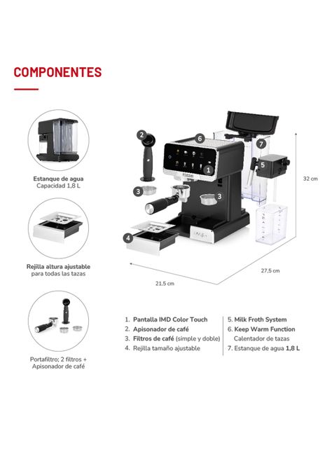 Cafetera Espresso LateKaffee 20 TH-165DEL-1
