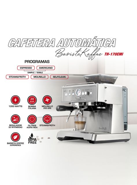 Cafetera Espresso Automática BaristaKaffee TH-170EMi-3