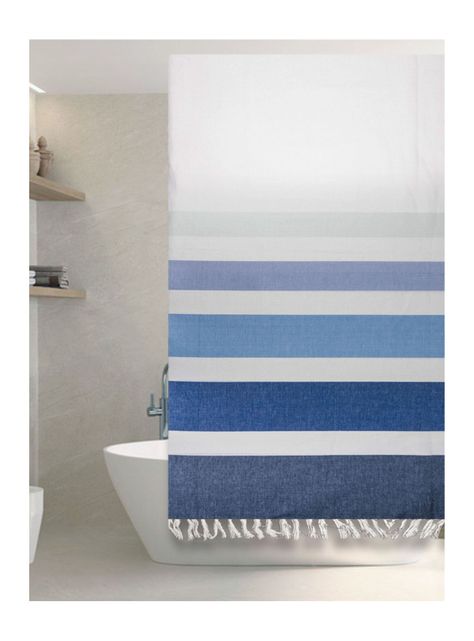 Cortina de Baño Marinera 180 x 180 cm Azul Deco Express-0