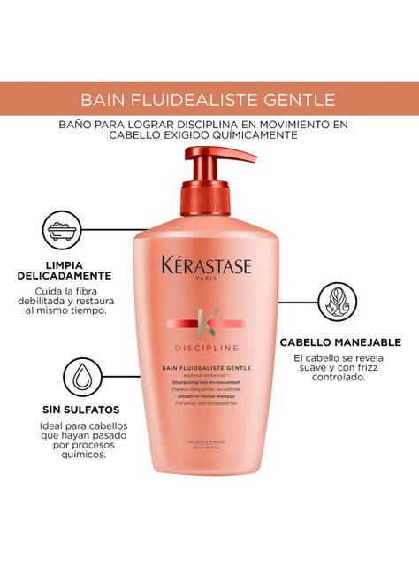 Shampoo XL Anti-Frizz Cabello Indisciplinado Bain Fluidealiste Gentle Discipline 500ml-1
