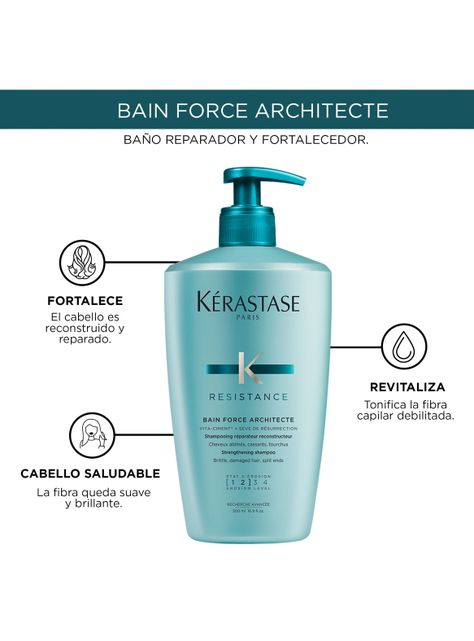 Shampoo XL Fortalecedor Cabello Frágil Y Debilitado Bain Force Architecte Resistance 500ml-1