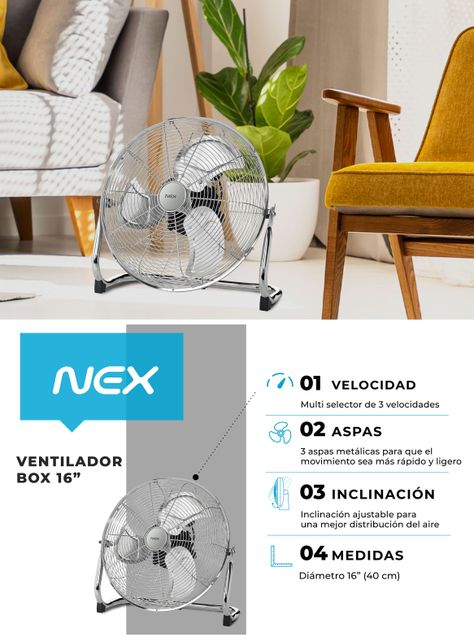 Ventilador de Sobremesa 16" Box Silver VBX1600M-7