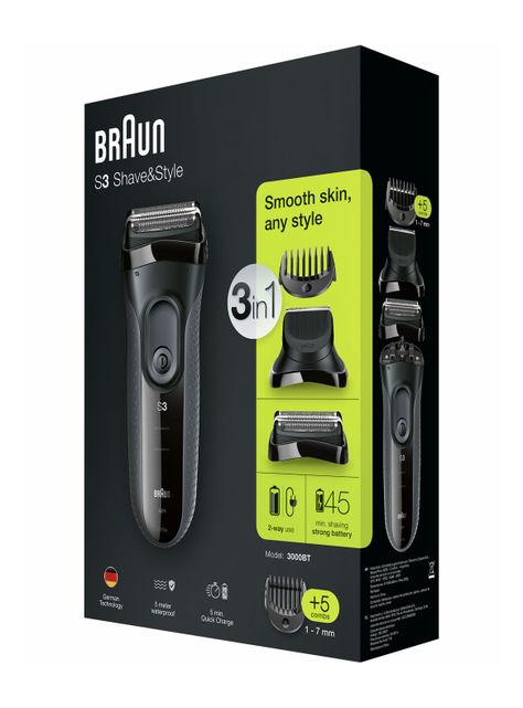 Afeitadora S3 Shave & Style 3000BT Black/Grey Box-6