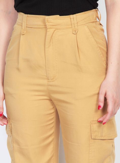 Pantalón Cargo Tiro Alto Pretina Básica Elasticada-2