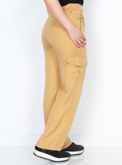 Pantalón Cargo Tiro Alto Pretina Básica Elasticada-1