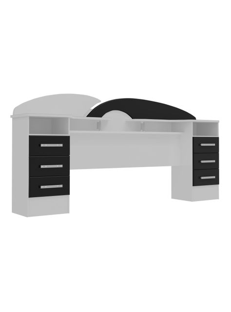 Cama Premium 2 Plazas + 2 Veladores Blanco/Negro-1