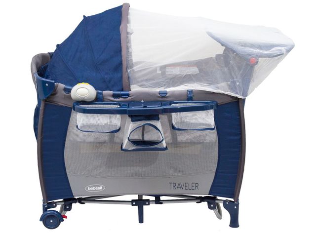 Cuna Corral Con Mudador Pack & Play Traveler Azul Bebesit-2