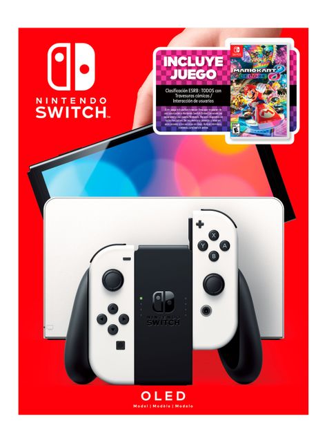 Consola Nintendo Switch Oled White + Mario Kart 8-0