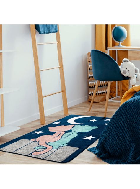 Alfombra Infantil 100 x 160 cm Kids Azul Marino-1
