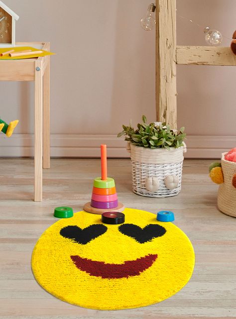 Alfombra Infantil 67 x 67 cm Emoji Sonrisa Amarillo-2