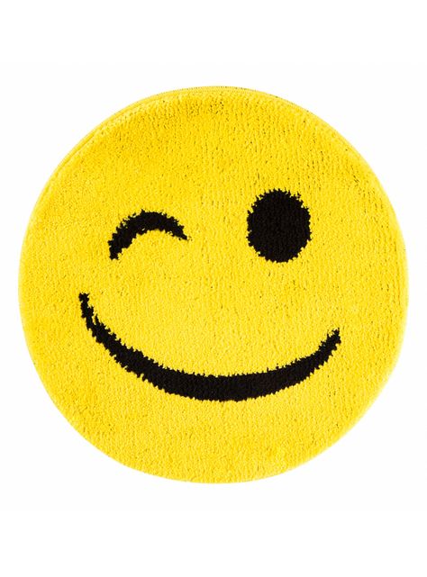 Alfombra Infantil 67 x 67 cm Emoji Guiño Amarillo-0