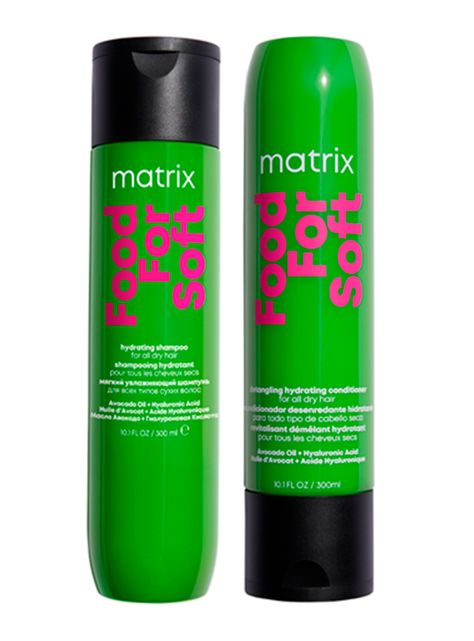 Set Shampoo 300 ml + Acondicionador 300ml Hidratación Cabello Seco Food For Soft Matrix-0