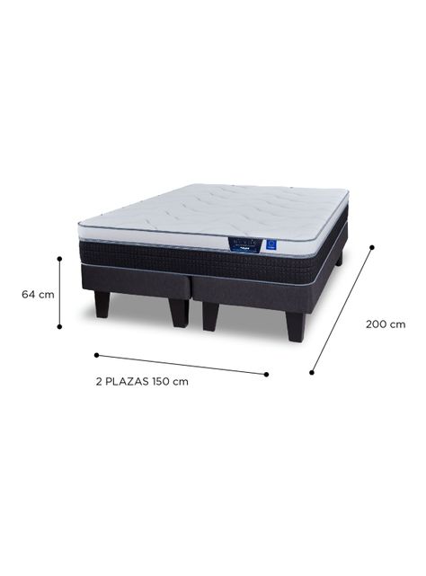 Cama Europea Nexus 2 Plazas Box Base Dividida + 2 Almohadas Royal-1