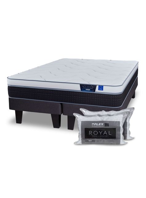 Cama Europea Nexus 2 Plazas Box Base Dividida + 2 Almohadas Royal-0