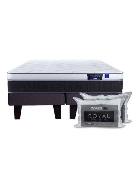 Cama Europea Nexus 2 Plazas Box Base Dividida + 2 Almohadas Royal-2